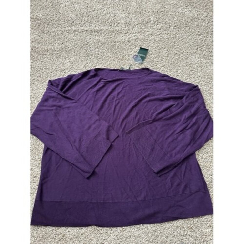 Lauren Ralph Lauren Womens Purple Boat Neck Top Size Large Silk Blend Causal